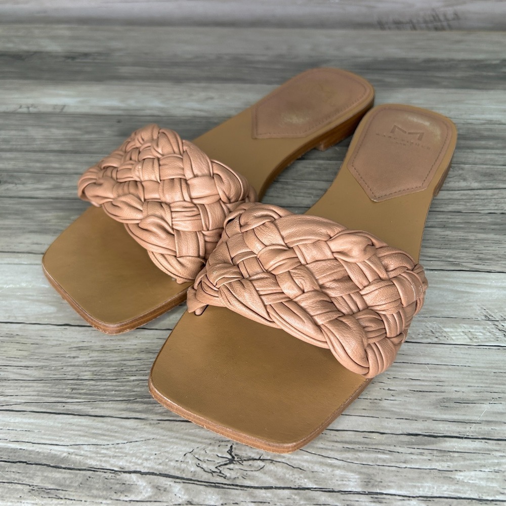 Marc Fisher LTD Women's Sandal Reanna Leather Flat Slide Size 8.5 Slip On